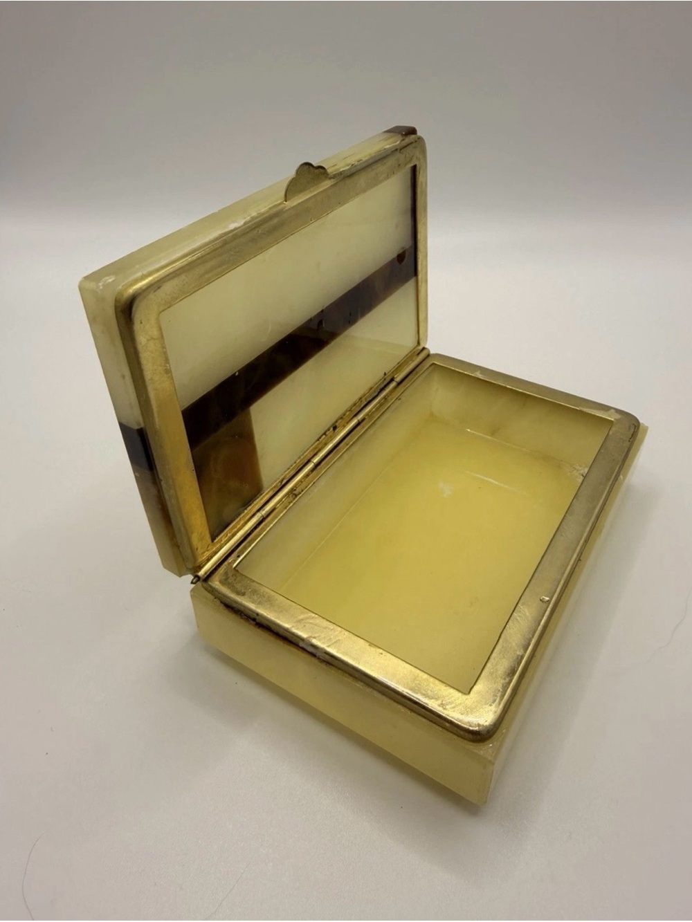 Cream and Gold Jewelry Box Organizer with Mirror